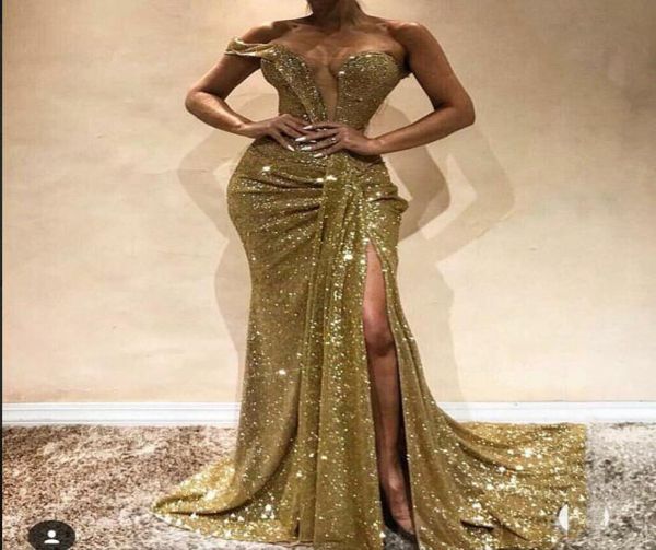 sparkling gold sequin mermaid prom dresses side split floor length off shoulder long formal evening party dresses2887885, Black
sparkling gold sequin mermaid prom dresses side split floor length off shoulder long formal evening party dresses2887885, Black