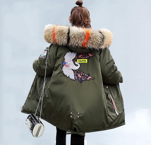 winter jacket women embroidery coats big fur collar hooded down jacket warm long parka ladies thicken cotton jackets and coats 2105205930, Black
winter jacket women embroidery coats big fur collar hooded down jacket warm long parka ladies thicken cotton jackets and coats 2105205930, Black