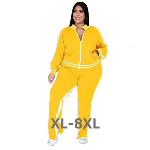 women's plus size pants l5xl two piece set women sweatsuit zip striped slit sweatpants jogger outfit matching whol 3xl 4xl 5xl 6xl 2308, Black
women's plus size pants l5xl two piece set women sweatsuit zip striped slit sweatpants jogger outfit matching whol 3xl 4xl 5xl 6xl 2308, Black