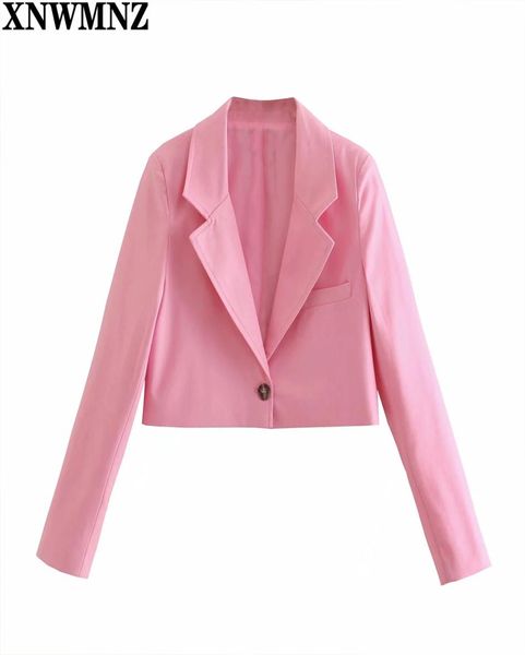 xnwmnz women fashion single button cropped blazer coat pink vintage long sleeve female outerwear chic veste femme 2105134649513, White;black
xnwmnz women fashion single button cropped blazer coat pink vintage long sleeve female outerwear chic veste femme 2105134649513, White;black