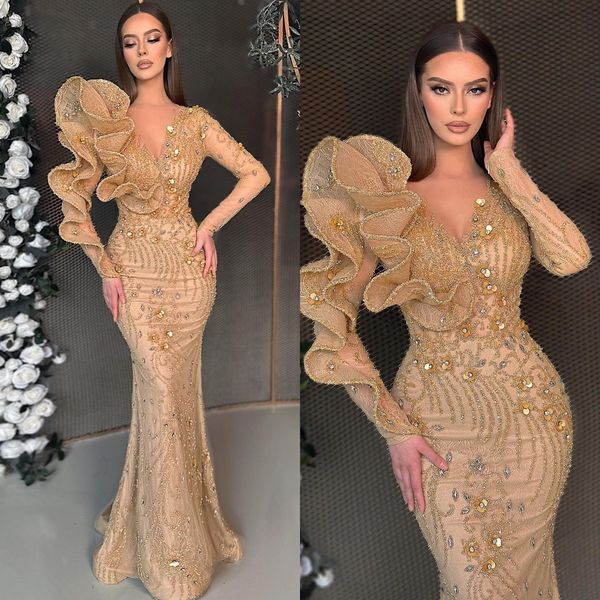 champagne mermaid evening dresses v neck long sleeves beads sequins formal party prom dress red carpet long dresses for special occasion, Black;red
champagne mermaid evening dresses v neck long sleeves beads sequins formal party prom dress red carpet long dresses for special occasion, Black;red