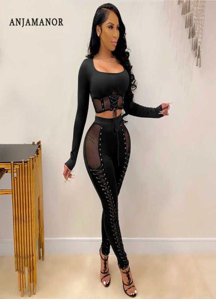 women039s two piece pants anjamanor two piece set sheer mesh patchwork tie up long sleeve crop leggings club outf4842855, White
women039s two piece pants anjamanor two piece set sheer mesh patchwork tie up long sleeve crop leggings club outf4842855, White