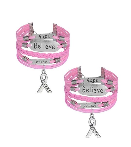 leather rope wrap cancer awareness bracelet believe faith hope breast charms retro personality handmade jewelery for women girls g1160351, Golden;silver
leather rope wrap cancer awareness bracelet believe faith hope breast charms retro personality handmade jewelery for women girls g1160351, Golden;silver