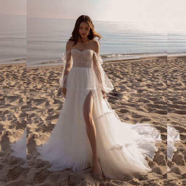 bodice corset strapless wedding dress split open cut wedding gown with long bishop sleeve western country beach bride dresses, White
bodice corset strapless wedding dress split open cut wedding gown with long bishop sleeve western country beach bride dresses, White