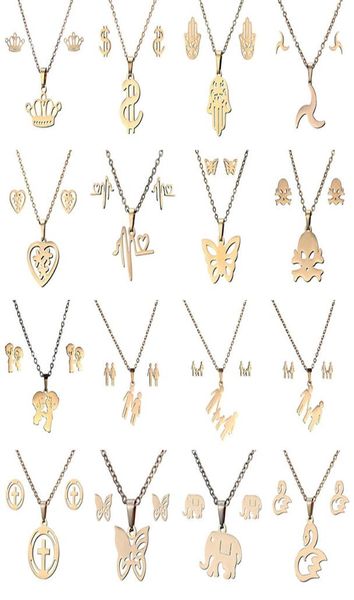 new stainless steel clavicle necklace earrings set jewelry family crown chain necklace 13 style whole jewelry set7080026, Silver
new stainless steel clavicle necklace earrings set jewelry family crown chain necklace 13 style whole jewelry set7080026, Silver