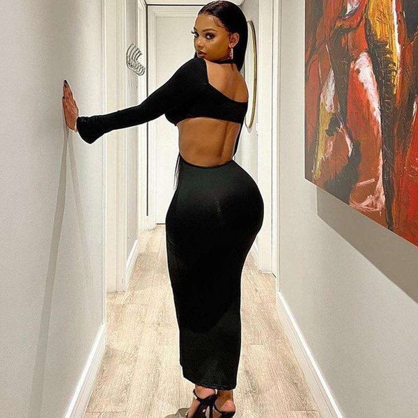 wind tight neck wrap chest pure color long sleeve backless dress womens wear, Black;gray
wind tight neck wrap chest pure color long sleeve backless dress womens wear, Black;gray