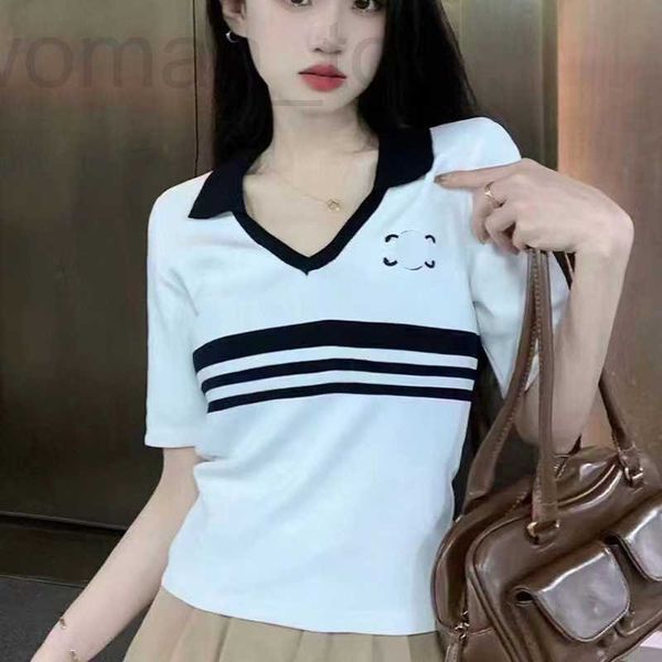 women's t-shirt designer ce family embroidered knitted v-neck short-sleeved women's t-shirt 2023 summer new thin versatile stripes, White
women's t-shirt designer ce family embroidered knitted v-neck short-sleeved women's t-shirt 2023 summer new thin versatile stripes, White