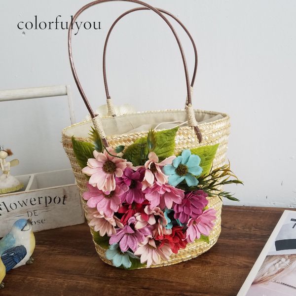 evening bags korean vintage style women straw bag drawstring beach tote artificial flower woven handbag with rattan handle 230803
evening bags korean vintage style women straw bag drawstring beach tote artificial flower woven handbag with rattan handle 230803