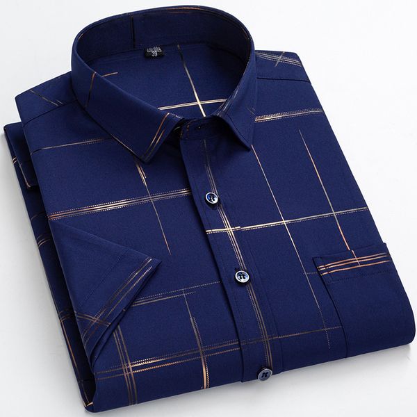 men's casual shirts 6xl summer men short sleeve printed stretch fashion plaid striped business formal social dress shirt for man 230804, White;black
men's casual shirts 6xl summer men short sleeve printed stretch fashion plaid striped business formal social dress shirt for man 230804, White;black