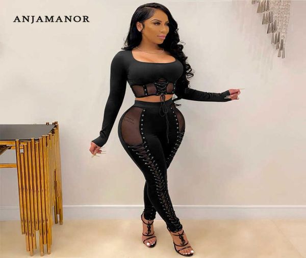 women039s two piece pants anjamanor two piece set sheer mesh patchwork tie up long sleeve crop leggings club outf2558651, White
women039s two piece pants anjamanor two piece set sheer mesh patchwork tie up long sleeve crop leggings club outf2558651, White