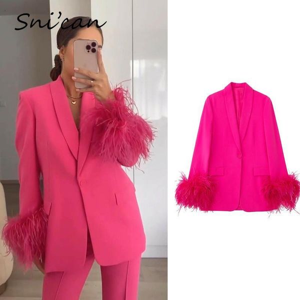 women's suits blazers solid pink feather cuff women blazer mujer fashion autumn winter single button basic office ladies jacket coat ou, White;black
women's suits blazers solid pink feather cuff women blazer mujer fashion autumn winter single button basic office ladies jacket coat ou, White;black