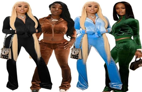 women039s tracksuits solid velvet tracksuit activewear women two piece sport suit zipper up long sleeve crop coat and bell bott4273191, Gray
women039s tracksuits solid velvet tracksuit activewear women two piece sport suit zipper up long sleeve crop coat and bell bott4273191, Gray