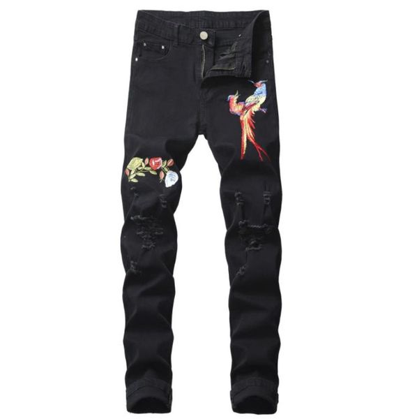 men039s phoenix embroidery slim ripped jeans fashion black distressed flower patch high stretch cotton denim pants size 40 42 6424785, Blue
men039s phoenix embroidery slim ripped jeans fashion black distressed flower patch high stretch cotton denim pants size 40 42 6424785, Blue