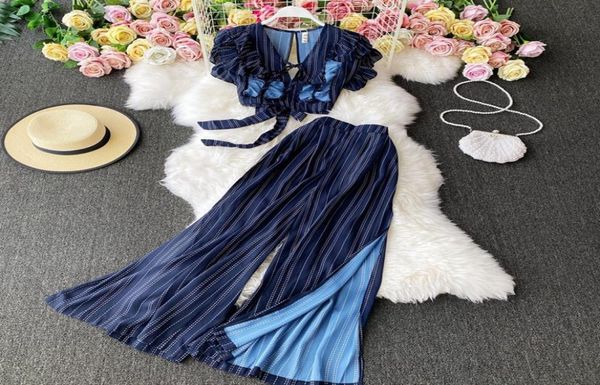 vintage blue striped two piece dress women vneck ruffle short high waist split wide leg pants female suit new 20226018294, White
vintage blue striped two piece dress women vneck ruffle short high waist split wide leg pants female suit new 20226018294, White