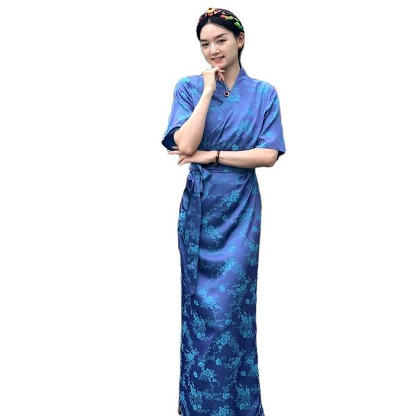 women ethnic clothing national tibetan costume female silk gown long sleeve vintage apparel cheongsam style summer elegant robe, Red
women ethnic clothing national tibetan costume female silk gown long sleeve vintage apparel cheongsam style summer elegant robe, Red