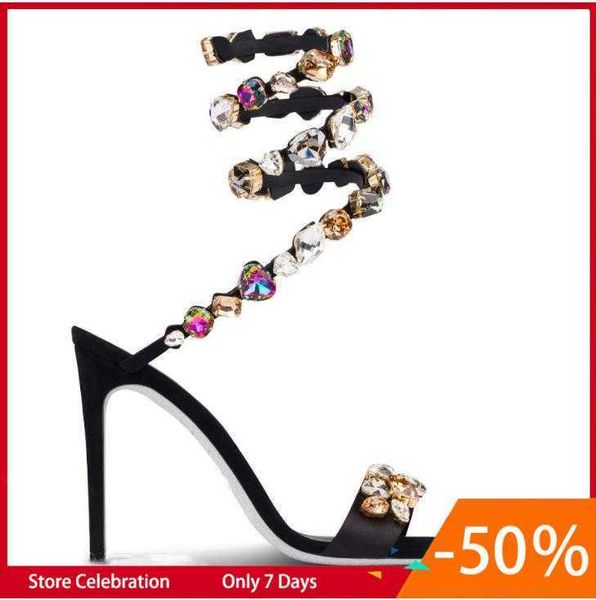 2023 new snake shaped high heel rhinestones fashion colorful stones large silver sole slotted sandals, Black
2023 new snake shaped high heel rhinestones fashion colorful stones large silver sole slotted sandals, Black