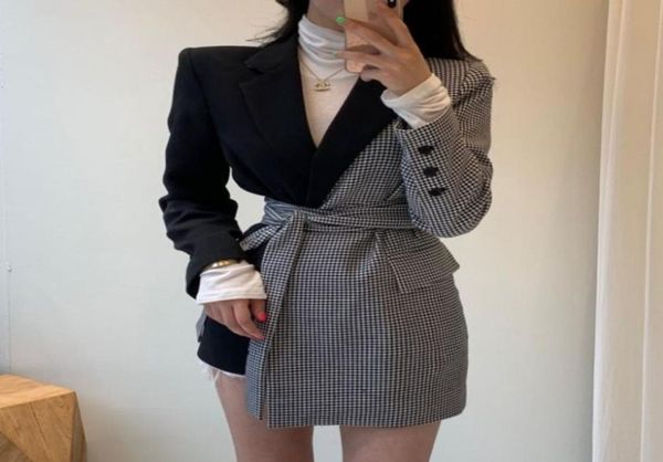 vintage plaid patchwork women blazer spring long sleeve matching irregular women jackets coat with belts vintage suit coats3733036, White;black
vintage plaid patchwork women blazer spring long sleeve matching irregular women jackets coat with belts vintage suit coats3733036, White;black