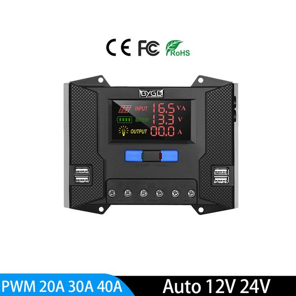 20a 30a 40a pwm solar panel controller 12v 24v solar charge controller with 4pcs usb port hd colorful screen for gel lead acid
20a 30a 40a pwm solar panel controller 12v 24v solar charge controller with 4pcs usb port hd colorful screen for gel lead acid