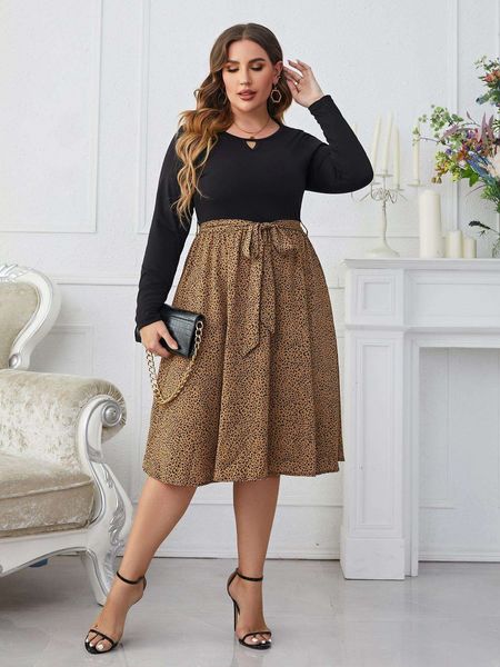 kaitai fashion leopard print large sized loose long sleeved dress for women, Black;gray
kaitai fashion leopard print large sized loose long sleeved dress for women, Black;gray