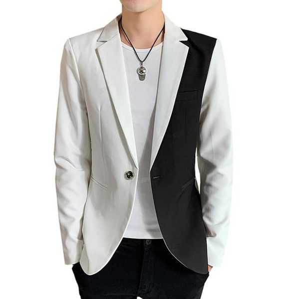 men039s suits blazers black white spliced jacket spring and autumn style men slim suit blazer coat red blue male s m xl3669688, White;black
men039s suits blazers black white spliced jacket spring and autumn style men slim suit blazer coat red blue male s m xl3669688, White;black