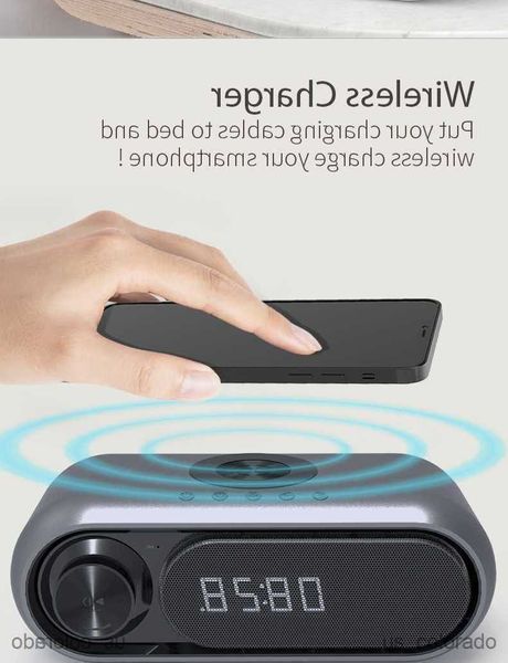 Image of Portable Speakers New Portable Bluetooth Speaker Multifunctional Soundbar Charging Clock Bedside Speaker With Wireless R230804
