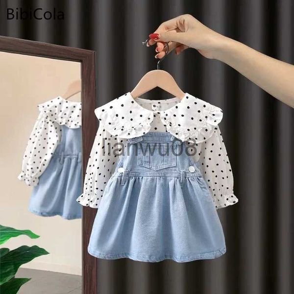 clothing sets girl baby dress strap dress set kids clothing suit polka dot print denim dress children shirt long sleeve dress 2pcs set x0803, White
clothing sets girl baby dress strap dress set kids clothing suit polka dot print denim dress children shirt long sleeve dress 2pcs set x0803, White