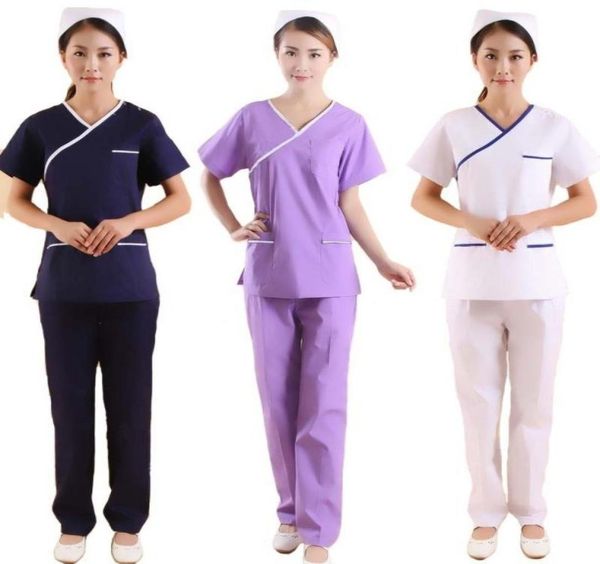 women short sleeve scrub sets mock wrap vneck and pants beautician work clothes dental work coat7583787, White
women short sleeve scrub sets mock wrap vneck and pants beautician work clothes dental work coat7583787, White