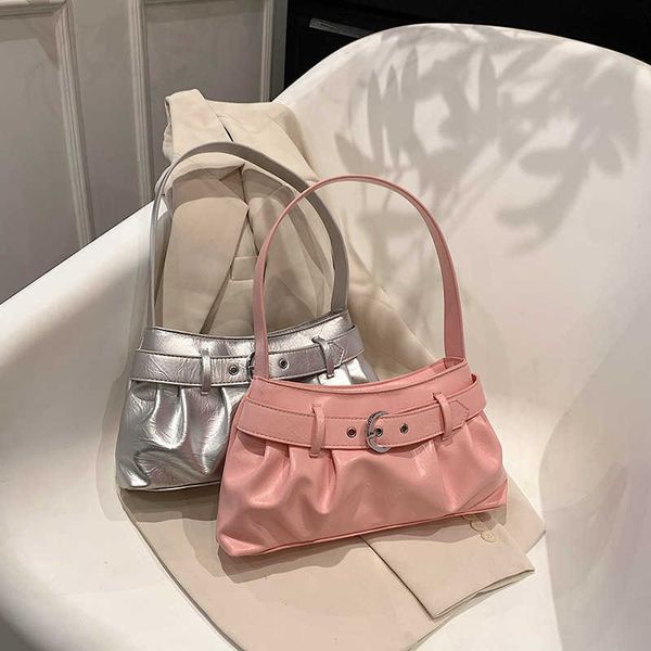 shoulder bags niche design popular silver bag women's underarm new bright face belt buckle pleated handbag
shoulder bags niche design popular silver bag women's underarm new bright face belt buckle pleated handbag