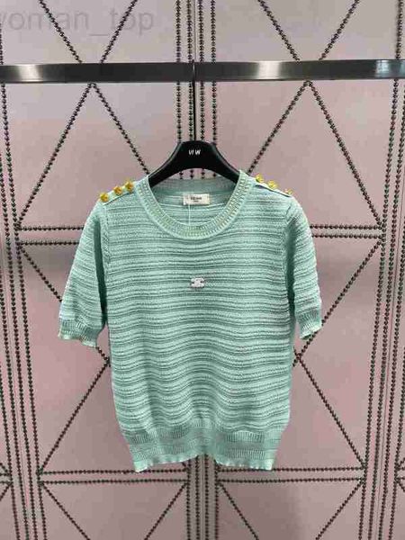 women's t-shirt designer ce23 spring/summer new letter embroidery decoration design hollow stripe knitwear short sleeve fashion versati, White
women's t-shirt designer ce23 spring/summer new letter embroidery decoration design hollow stripe knitwear short sleeve fashion versati, White
