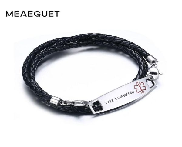 medic tag black braided leather triple wrap alert bracelet diabetes hypoglycemia6739576, Golden;silver
medic tag black braided leather triple wrap alert bracelet diabetes hypoglycemia6739576, Golden;silver