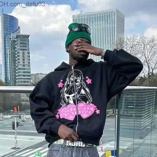 men's hoodies sweatshirts american gothic printing design zipper hoodie men's aesthetics autumn and winter niche trend loose women, Black
men's hoodies sweatshirts american gothic printing design zipper hoodie men's aesthetics autumn and winter niche trend loose women, Black