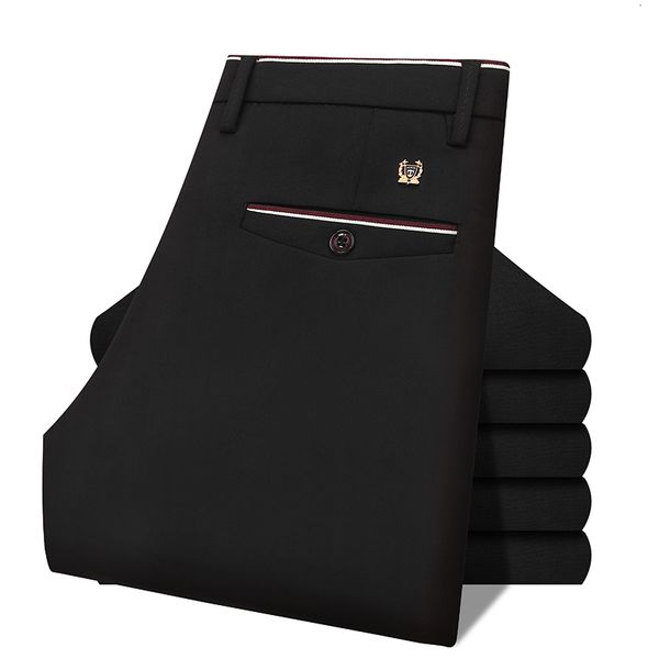 men s pants fashion mens business casual solid thin slim fit elastic waist slacks male vintage streetwear trousers 230804, Black
men s pants fashion mens business casual solid thin slim fit elastic waist slacks male vintage streetwear trousers 230804, Black