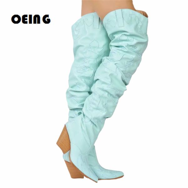 boots women over the knee western cowgirl boots pointed toe embroidery cowboy boots chunky block heels fashion dress botas de mujer 230803, Black
boots women over the knee western cowgirl boots pointed toe embroidery cowboy boots chunky block heels fashion dress botas de mujer 230803, Black