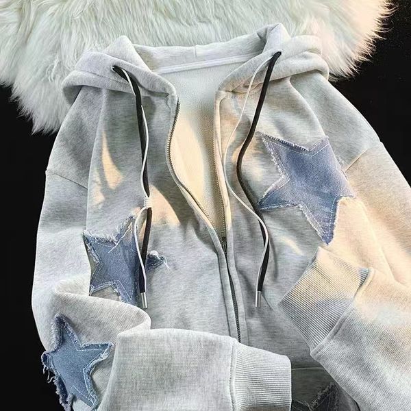 women's hoodies sweatshirts patchwork american retro hoodies high street printed star jacket loose harajuku oversize zipper sweater 90s, Black
women's hoodies sweatshirts patchwork american retro hoodies high street printed star jacket loose harajuku oversize zipper sweater 90s, Black