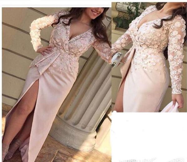 2017 pink sheath evening dresses with side split vestidos plunging v neck sheer long sleeves 3d appliques handmade flowers party p5701791, Black;red
2017 pink sheath evening dresses with side split vestidos plunging v neck sheer long sleeves 3d appliques handmade flowers party p5701791, Black;red