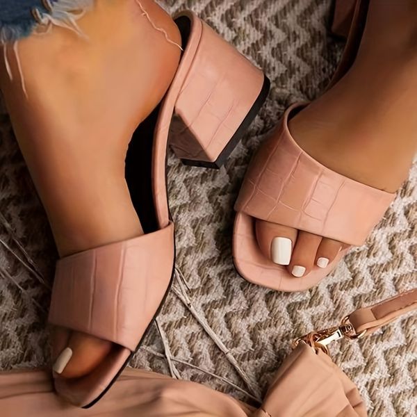 slipper y heel sandals casual square open toe slip on low heels single band 230803, Black
slipper y heel sandals casual square open toe slip on low heels single band 230803, Black