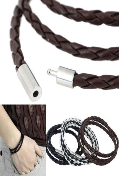 whole2016 new fashion womens mens black leather interlaced cuff bangle wristband bracelet 7 colors drop 4348319, Golden;silver
whole2016 new fashion womens mens black leather interlaced cuff bangle wristband bracelet 7 colors drop 4348319, Golden;silver