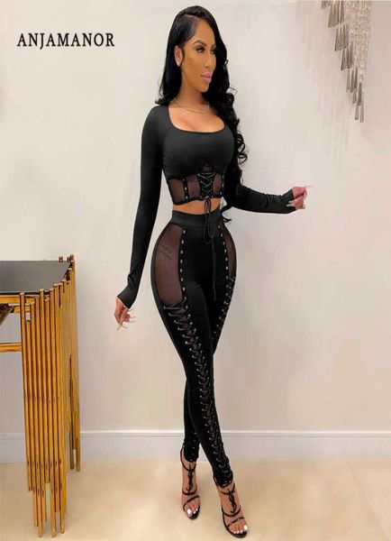 women039s two piece pants anjamanor two piece set sheer mesh patchwork tie up long sleeve crop leggings club outf1321148, White
women039s two piece pants anjamanor two piece set sheer mesh patchwork tie up long sleeve crop leggings club outf1321148, White