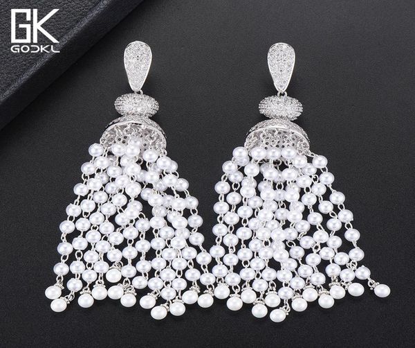 godki luxury imitation pearls tassels long dangle earrings for women wedding cubic zircon dubai bridal silver drop earrings 2018 j8468806, Golden;silver
godki luxury imitation pearls tassels long dangle earrings for women wedding cubic zircon dubai bridal silver drop earrings 2018 j8468806, Golden;silver