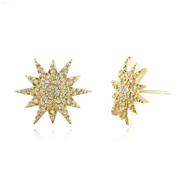 rose cut polki diamond yellow plated starburst stud 925 silver handmade wholesale, Golden
rose cut polki diamond yellow plated starburst stud 925 silver handmade wholesale, Golden