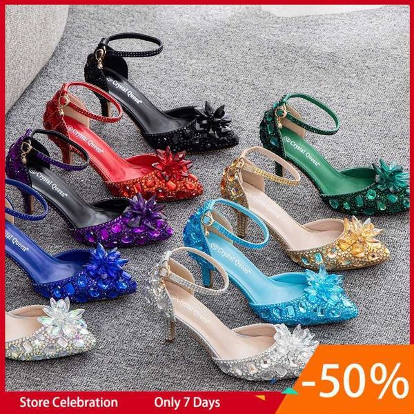 7cm large slim pointed crystal glass flower high heel sandals champagne gold banquet dinner women's shoes66, Black
7cm large slim pointed crystal glass flower high heel sandals champagne gold banquet dinner women's shoes66, Black