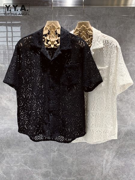 men's casual shirts summer mens hollow out crochet beach shirt short sleeve single breasted loose fit vintage breathable night clubwea, White;black
men's casual shirts summer mens hollow out crochet beach shirt short sleeve single breasted loose fit vintage breathable night clubwea, White;black