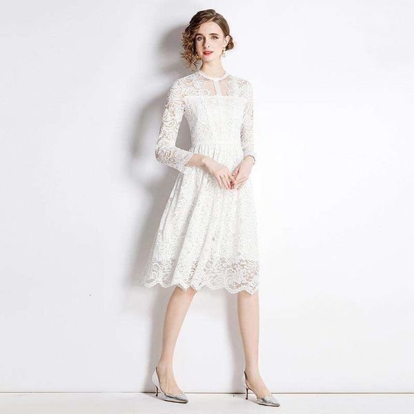 small stand up collar lace skirt for women spring and autumn mid long hollowed out dress, Black;gray
small stand up collar lace skirt for women spring and autumn mid long hollowed out dress, Black;gray