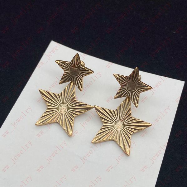 retro brass material size five-pointed star combination women's pendant charm earrings, designer fashion senior simple sense, banquet g, Golden
retro brass material size five-pointed star combination women's pendant charm earrings, designer fashion senior simple sense, banquet g, Golden