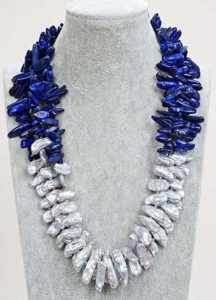 guaiguai jewelry natural gray biwa pearl blue lapis necklace handmade for women real gems stone lady fashion jewellery2423592, Silver
guaiguai jewelry natural gray biwa pearl blue lapis necklace handmade for women real gems stone lady fashion jewellery2423592, Silver