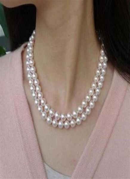 double strands 89mm akoya white round pearl necklace 18 inch 19 inch 14k gold clasp201d5607446, Silver
double strands 89mm akoya white round pearl necklace 18 inch 19 inch 14k gold clasp201d5607446, Silver