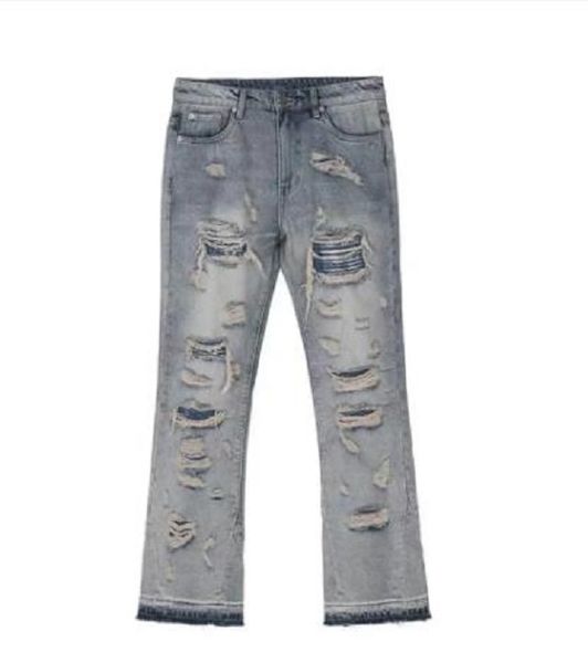 ripped jeans for men vintage wash hole loose micro horn jeans trousers high street men clothing streetwear denim pants, Blue
ripped jeans for men vintage wash hole loose micro horn jeans trousers high street men clothing streetwear denim pants, Blue
