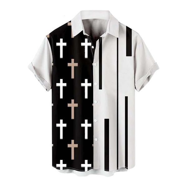 men's casual shirts black white hawaiian men ethinic print short sleeve for color contrast lapel mens clothing 230804, White;black
men's casual shirts black white hawaiian men ethinic print short sleeve for color contrast lapel mens clothing 230804, White;black
