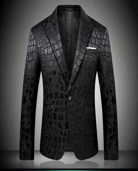 black blazer men crocodile pattern wedding suit jacket slim fit stylish costumes stage wear for singer mens blazers designs 90065152041, White;black
black blazer men crocodile pattern wedding suit jacket slim fit stylish costumes stage wear for singer mens blazers designs 90065152041, White;black