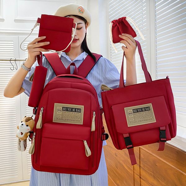 school bags 5 in 1 women backpack trendy pendant bag for girls waterproof large capacity travel backpacks casual bookbags 230804
school bags 5 in 1 women backpack trendy pendant bag for girls waterproof large capacity travel backpacks casual bookbags 230804